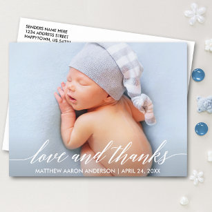 Cartão Postal Caligrafia moderna Foto para bebê e Obrigados