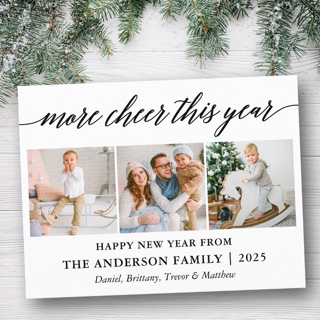 Cartão Postal Caligrafia Moderna Mais Saúde Este Ano 3 Foto (Customize to change your personalized text size or text style.)