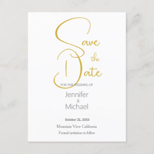 Cartão Postal Caligrafia Moderna Minimalista do Casamento