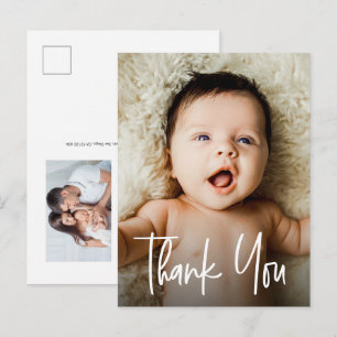 Cartão Postal Caligrafia Moderna Minimalista Fotos de Bebê Nasci