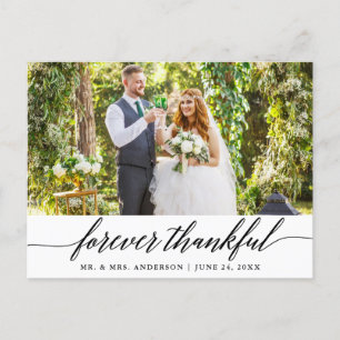 Cartão Postal Caligrafia Moderna Para Sempre Agradecida Casament