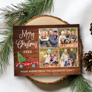 Cartão Postal Caligrafia Natal Caminhão Antigo Madeira 4 Foto