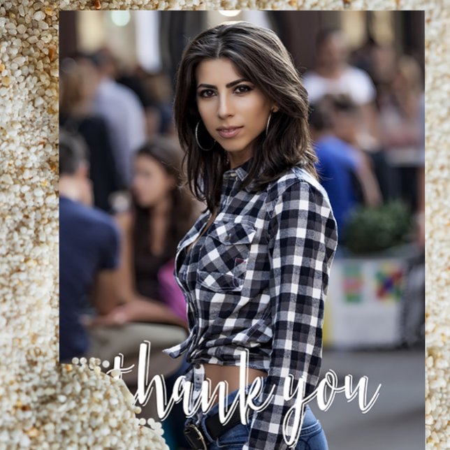 Cartão Postal Caligrafia Obrigado Foto Personalizada Graduação (Criador carregado)