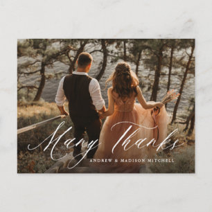 Cartão Postal Caligrafia Romântica Muita Foto de Obrigados Obrig