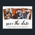 Cartão Postal Caligrafia Salva A Foto Do Noivado 3<br><div class="desc">Script de Caligrafia Moderna Salva O Cartão-Postal De Fotografia Do Casal 3 Com Noivado De Data</div>