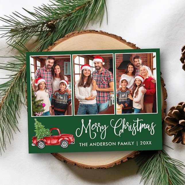 Cartão Postal Caligrafia Vintage Truck 3 Fotografia Verde (Customize to change your personalized text size or text style.)