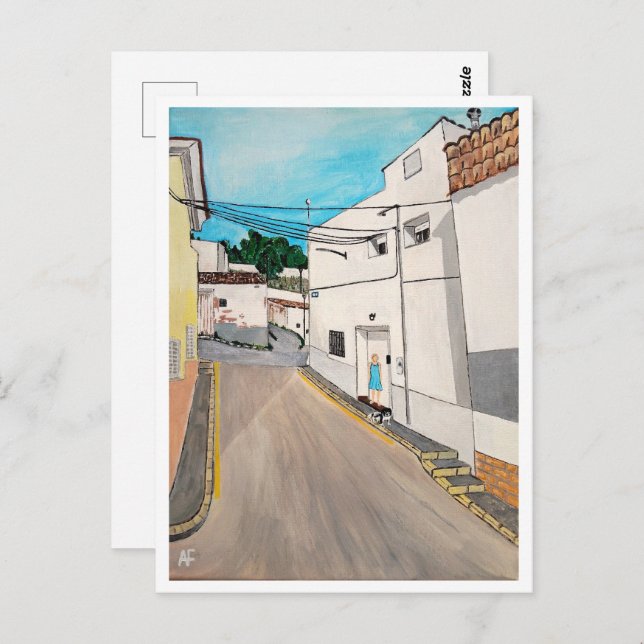 Cartão Postal Calle Cabanilles Painting por Alfred Fox (Frente/Verso)