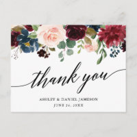 Calliografia Burgundy Blue Floral Casamento Obriga