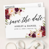 Calliografia Burgundy Floral Salvar Data