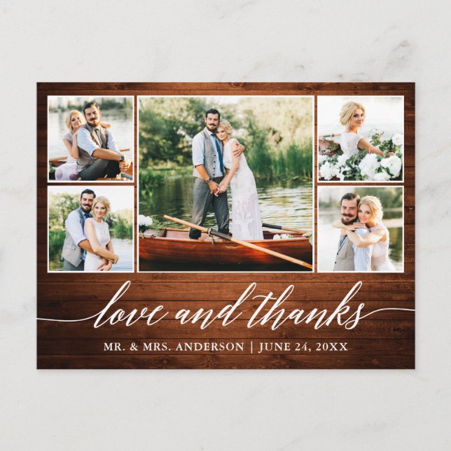 Cartão Postal Calliografia Casamento Madeira 5 Foto Obrigados de (Frente)