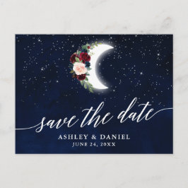 Cartão Postal Calliografia Celestial Moon Floral Salvar Data