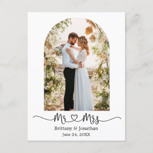 Cartão Postal Calliografia Coração Sr. Arch Wedding Obrigado