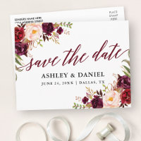 Calliografia Floral Burgundy Salvar Data