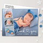 Cartão Postal Calliografia Heart 4 Photo Collage Baby Obrigado<br><div class="desc">Moderno Elegante Caligrafia Script Heart New Baby 4 Photo Collage Obrigado Postcard</div>