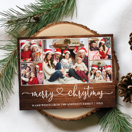 Cartão Postal Calliografia Heart Wood Christmas 5 Photo Holiday