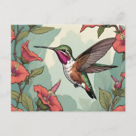 Cartão Postal Calliope Hummingbird em voo
