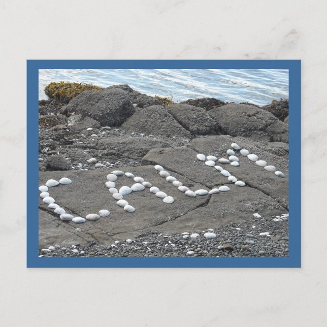 Cartão Postal Calma - Arte de Palavras de Seashell (Frente)