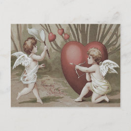Cartão Postal Cama de Cupido Coração Flecha Arco