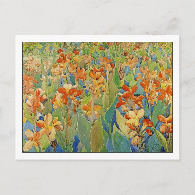 Cartão Postal Cama de Flores de Maurice Prendergast (Frente)