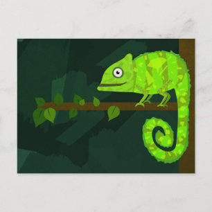 Cartão Postal Camaleão bonito verde