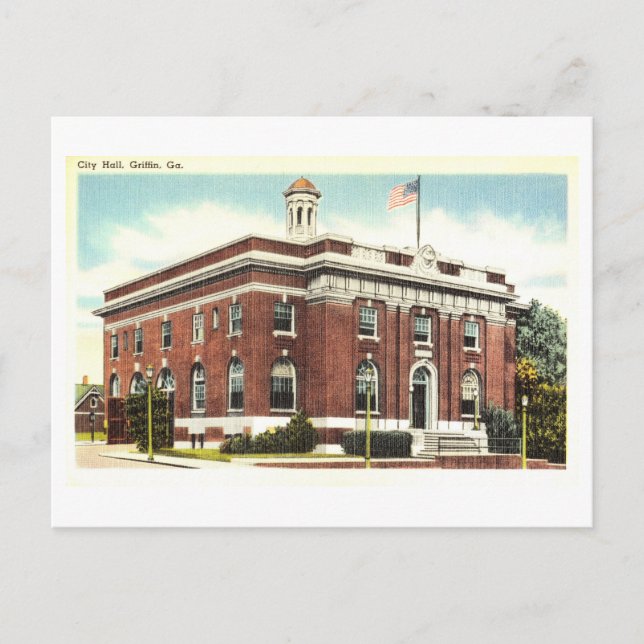 Cartão Postal Câmara Municipal de Griffin, Geórgia, Viagens vint (Frente)
