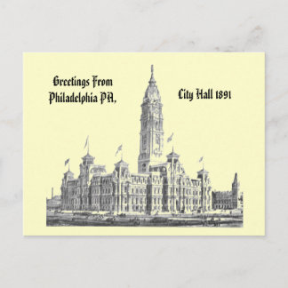 Cartão Postal Câmara Municipal Philadelphia PA 1891