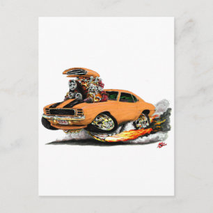 Cartão Postal Camaro RS 1969 Carro Laranja-Preto