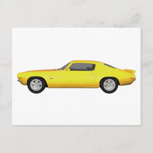 Cartão Postal Camaro Z28, 1972: Carro Muscular: Término Amarelo: