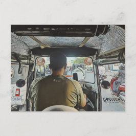 Cartão Postal Camboja Dentro a Tuk Tuk, Data Personalizável