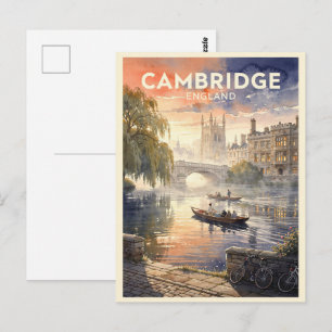 Cartão Postal Cambridge Inglaterra Viagem Antiga