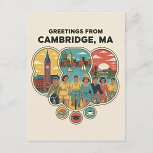Cartão Postal Cambridge Massachusetts Anos 50 Viagem Retrô