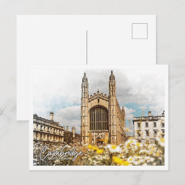 Cartão Postal Cambridge United Kingdom Color Penciscape (Frente/Verso)