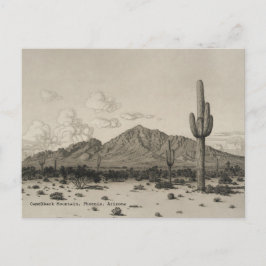 Cartão Postal Camelback Mountain Saguaro Cactus Black & White