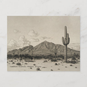 Cartão Postal Camelback Mountain Saguaro Cactus Black & White