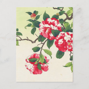 Cartão Postal Camelia Nishimura Hodo ukiyo-e flores arte