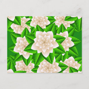 Cartão Postal Camellias brancas e folhas verdes