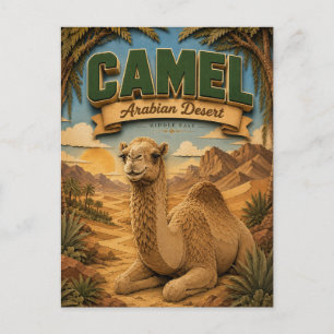 Cartão Postal Camelo Deserto Árabe POPCUT