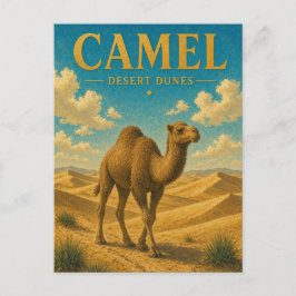 Cartão Postal Camelo Dunas do Deserto Aquarela GeoSaga