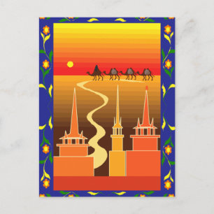 Cartão Postal Camelos além da cidade