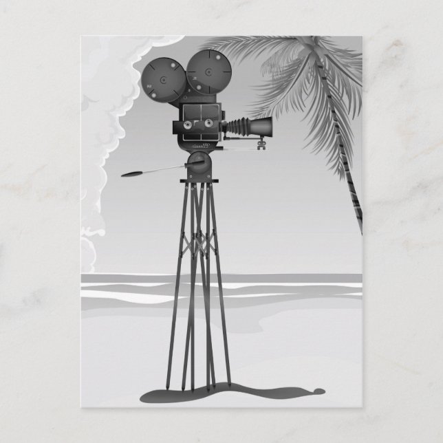 Cartão Postal Câmera de filme antiga de época. (Frente)