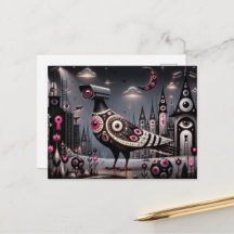 câmera de vigilância surrealista pombo na cidade
