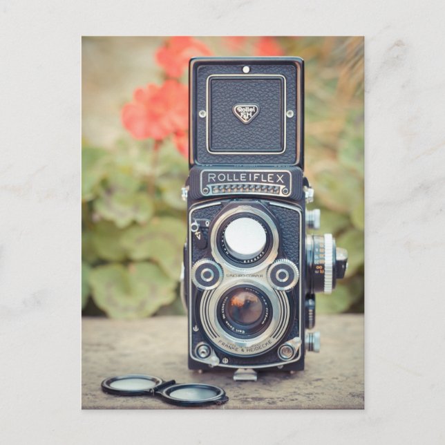 Cartão Postal Câmera gêmea velha da lente (Frente)