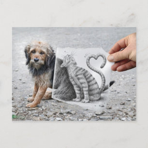 Cartão Postal Câmera Lápis - Cães e Gatos