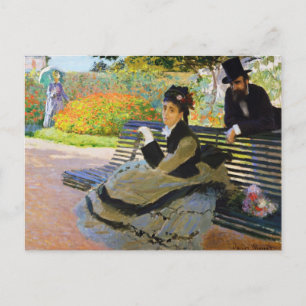 Cartão Postal Camille Monet sobre o Jardim Bench Claude Monet