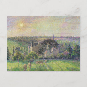 Cartão Postal Camille Pissarro   a igreja e a fazenda de Eragny,