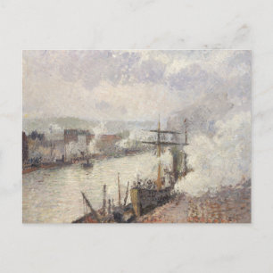 Cartão Postal Camille Pissarro - Barcos a vapor no porto de Roue
