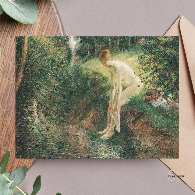 Cartão Postal Camille Pissarro Bather in the Woods Painting Art (Criador carregado)