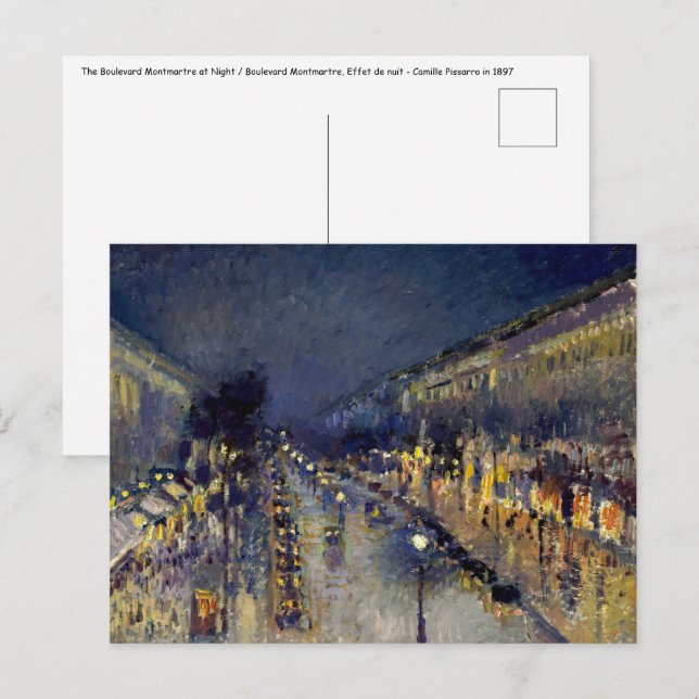 Cartão Postal Camille Pissarro - Boulevard Montmartre à Noite (Frente/Verso)