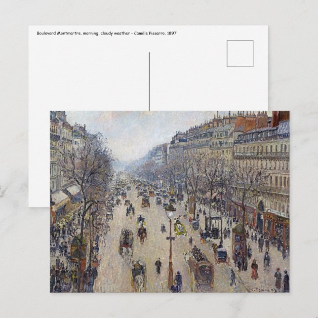 Cartão Postal Camille Pissarro - Boulevard Montmartre, manhã (Frente/Verso)