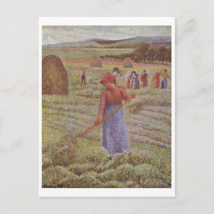 Cartão Postal Camille Pissarro - Hay @ Eragny Farmer 1889 Oil